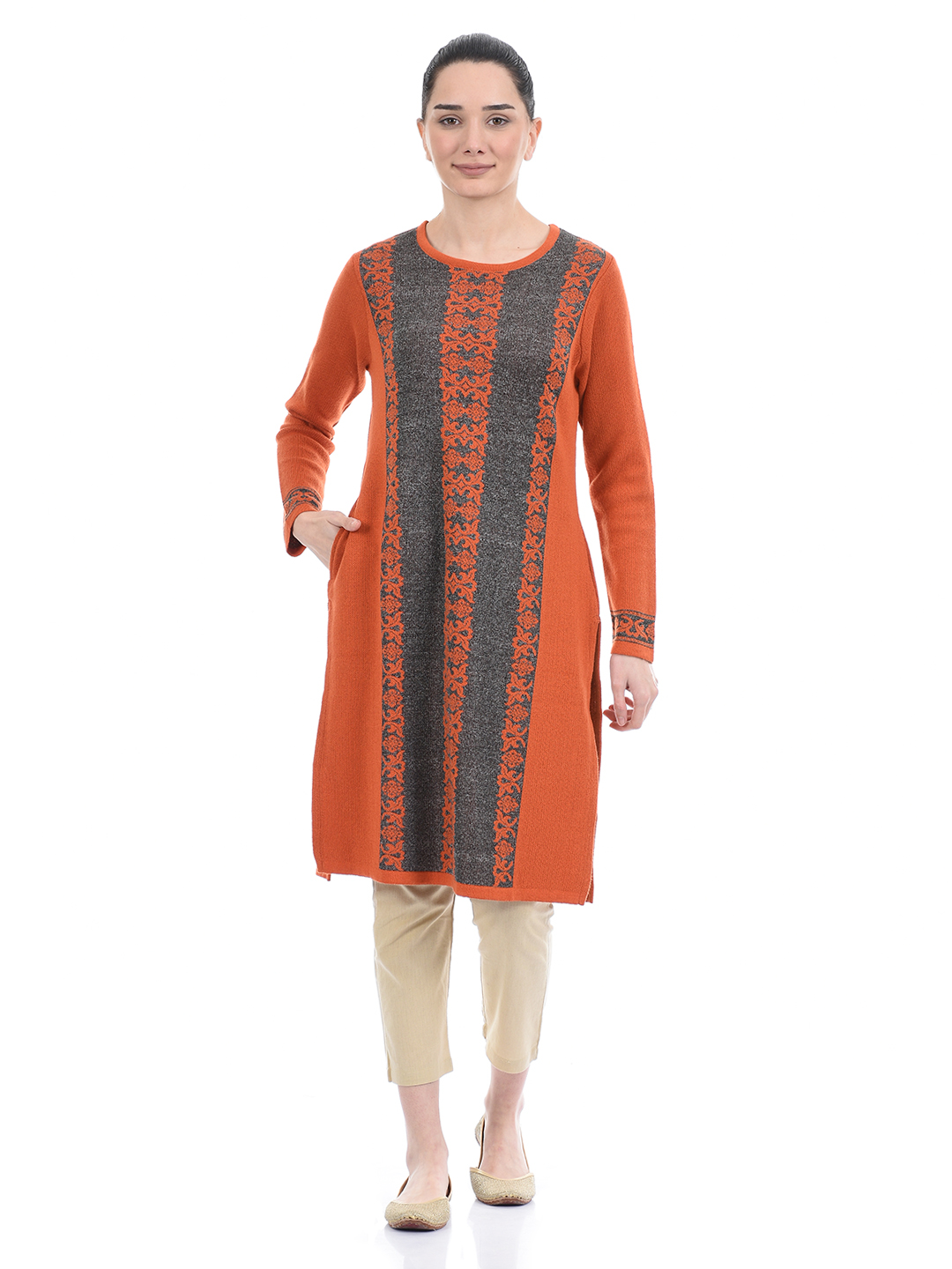 American Eye Women Casual Wear Orange Kurta
